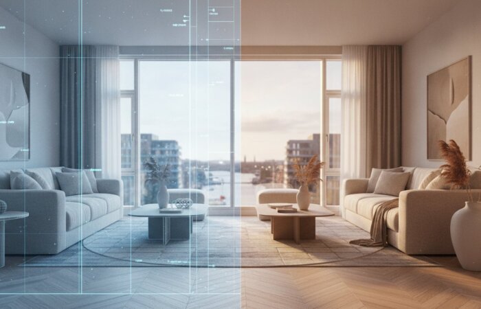 Fotorealistisk interiør: Atmosfære skabt af lys og præcision